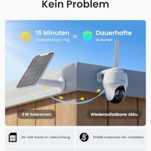 Alternative view of Reolink 3G/4G LTE Überwachungskamera mit SIM-Karte, 5MP 355°/140° PTZ Solar Kamera Outdoor, Farbnachtsicht, Personen/Tiererkennung, Alarmfilterung, Standalone, Go PT Plus Solarpanel 32GB microSD