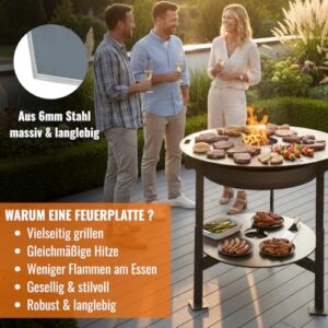 Alternative view of Terma Feuerschale mit Feuerplatte 69-80-100cm -Der Neue Grill Trend- Plancha Grillplatte feuertonne mit grillplatte holzkohlegrill komplett grilltonne grillring feuerkorb