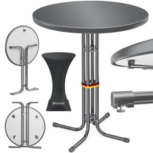 KESSER® Gastro Stehtisch klappbar Bistrotisch | Pulverbeschichtete Edelstahlplatte | höhenverstellbare Füße | Partytisch Tisch Ø 80cm | In- & Outdoor | Empfangstisch Husse | Klapptisch Anthrazit