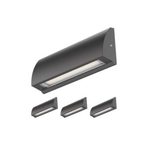 ledscom.de 4 Stück LED Wandleuchte/Treppenlicht SEGIN für außen, IP54, flach, Downlight, anthrazit matt, eckig, 6,2 W, 566lm, warmweiß