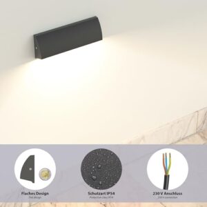 Alternative view of ledscom.de 4 Stück LED Wandleuchte/Treppenlicht SEGIN für außen, IP54, flach, Downlight, anthrazit matt, eckig, 6,2 W, 566lm, warmweiß