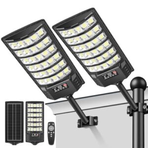 LEKIA Solarleuchten für Außen, 320° Weitwinkel LED Solar Straßenleuchte, Solarlampen Wasserdicht Aussenleuchte mit Bewegungsmelder und Fernbedienung für Parkplätze Garten Straßen Garagen, 2 Stück
