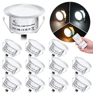 Terrassenbeleuchtung,12er Set Terrassen Einbaustrahler mit Fernbedienung Dimmbar - LED Außen IP67 Wasserdicht 0.8W Ø42mm für Garten Gehweg Treppen