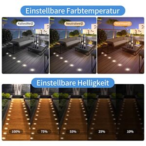 Alternative view of Terrassenbeleuchtung,12er Set Terrassen Einbaustrahler mit Fernbedienung Dimmbar - LED Außen IP67 Wasserdicht 0.8W Ø42mm für Garten Gehweg Treppen