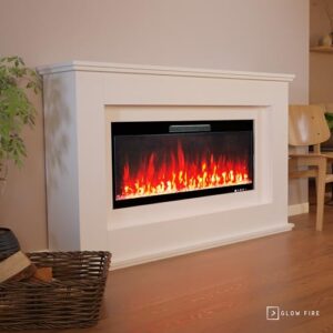 Alternative view of GLOW FIRE Elektrokamin mit Heizung und Kaminfeuer (Standkamin Rhea) - elektrischer Kamin mit LED-Feuer in 5 Farben, Heizlüfter, Deko & Fernbedienung - 158x97x33 cm, Weiß