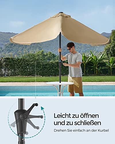 SONGMICS Sonnenschirm 200 x 150 cm, rechteckiger Balkonschirm, Sonnenschutz UPF 50 , beidseitig um 30° knickbar, für Garten, Terrasse, ohne Ständer, Taupe GPU048K01 – Bild 3