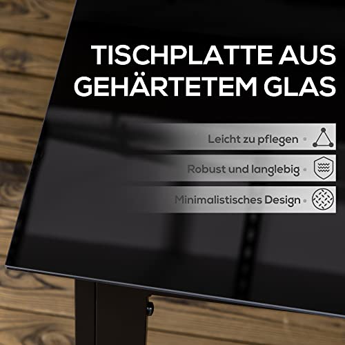 Outsunny Gartentisch Aluminium 150 x 90 cm Wetterfest Balkontisch mit Glas-Tischplatte, Buffettisch Campingtisch für 6 Personen Terrassentisch Outdoor Esstisch für Garten, Terrasse Balkon Schwarz – Bild 4