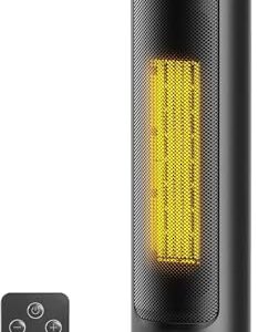 Heizlüfter Energiesparend, 2000W PTC Keramik Heizlüfter, 36dB Leise, Thermostat, 70° Oszillation, 12H Timer, Überhitzungs-Kippschutz, Elektroheizung für Innenräume, 60cm, Schwarz,1 Pack 3 Modi