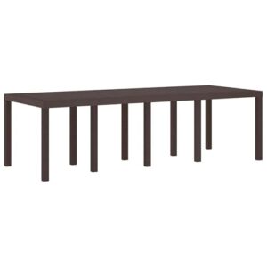 vidaXL Gartentisch Braun 250 x 100 x 73 cm Poly-Rattan, Garten und Terrasse, rechteckiger Tisch aus Stahl, große, wetterfeste Essgruppe für den Außenbereich