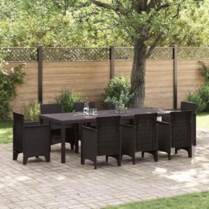 Alternative view of vidaXL Gartentisch Braun 250 x 100 x 73 cm Poly-Rattan, Garten und Terrasse, rechteckiger Tisch aus Stahl, große, wetterfeste Essgruppe für den Außenbereich