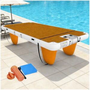 Aufblasbare Schwimmplattform, schwimmende Insel, Schwimmmatte für das Wasser mit Rutschfester Oberfläche 20 cm dick für Schwimmbad, See, Strand und Meer,2x2m