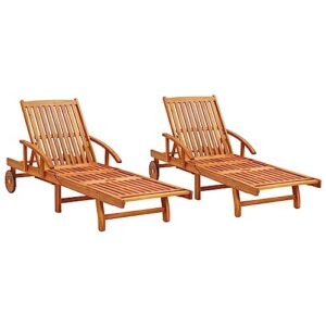 vidaXL 2X Akazienholz Massiv Sonnenliege Klappbar Relaxliege Liegestuhl Gartenliege Holzliege Strandliege Gartenmöbel Liege Saunaliege