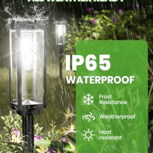 Alternative view of EDISONFIRE Solarleuchten für den Außenbereich, 8 Stück, IP65, wasserdicht, Solar-Beleuchtung, Dekoration für Garten, Terrasse, Weg, Rasen, Weiß