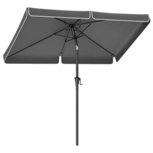 SONGMICS Sonnenschirm 300 x 200 cm, rechteckiger Balkonschirm, Sonnenschutz UPF 50 , beidseitig um 30° knickbar, für Garten, Terrasse, ohne Ständer, grau GPU058G01