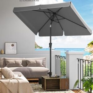 Alternative view of SONGMICS Sonnenschirm 300 x 200 cm, rechteckiger Balkonschirm, Sonnenschutz UPF 50 , beidseitig um 30° knickbar, für Garten, Terrasse, ohne Ständer, grau GPU058G01