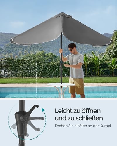 SONGMICS Sonnenschirm 300 x 200 cm, rechteckiger Balkonschirm, Sonnenschutz UPF 50 , beidseitig um 30° knickbar, für Garten, Terrasse, ohne Ständer, grau GPU058G01 – Bild 3