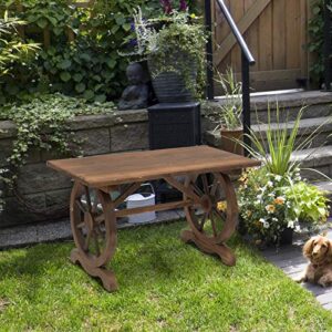 Alternative view of Outsunny Gartentisch, Balkontisch, Holztisch, Räderform, Witterungsbeständig, Massivholz, Natur, 110 x B60 x H65 cm