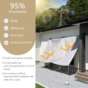 Alternative view of Sonnensegel wasserdicht 1.6x3.8m,Sonnenschutz- und Wetterschutz-Markise, UV-Schutz Schattiernetz mit Ösen und Kordel für Garten und Terrasse- Hellgrau