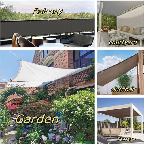 Sonnensegel mit Ösen 2.2 x 2.8 m Windschutz Rechter Winkel Sonnensegel mit Ösen Wetterbeständig Atmungsaktiv Hdpe Gewebe Ohne Bohren für Balkon Garten, Grau – Bild 3