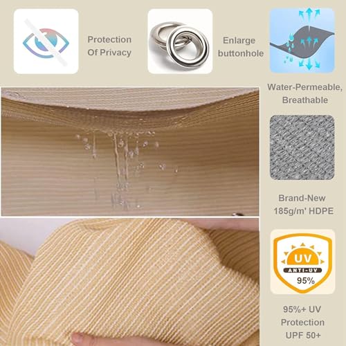 Sonnensegel mit Ösen 2.2 x 2.8 m Windschutz Rechter Winkel Sonnensegel mit Ösen Wetterbeständig Atmungsaktiv Hdpe Gewebe Ohne Bohren für Balkon Garten, Grau – Bild 5