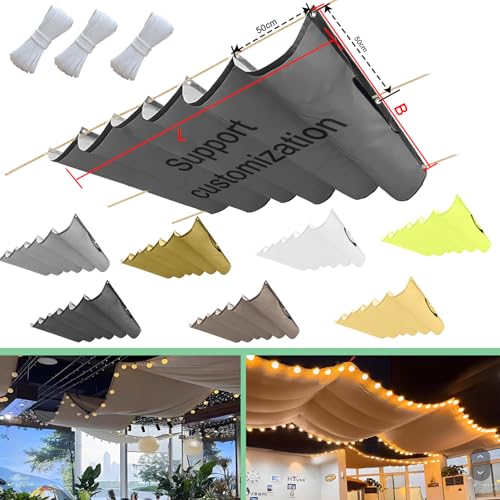 Einziehbar Welle Sonnensegel 150x500cm(BxL) Verstellbar Schattenabdeckung Sonnenschutz Wasserdicht Outdoor Pergola UV-beständig Markise Anwendbar auf Terrasse Garten Dunkelgrau