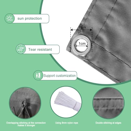 Einziehbar Welle Sonnensegel 150x500cm(BxL) Verstellbar Schattenabdeckung Sonnenschutz Wasserdicht Outdoor Pergola UV-beständig Markise Anwendbar auf Terrasse Garten Dunkelgrau – Bild 2