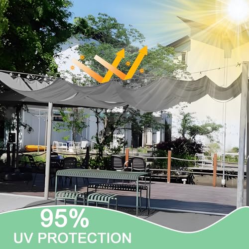 Einziehbar Welle Sonnensegel 150x500cm(BxL) Verstellbar Schattenabdeckung Sonnenschutz Wasserdicht Outdoor Pergola UV-beständig Markise Anwendbar auf Terrasse Garten Dunkelgrau – Bild 3