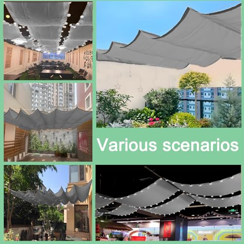 Einziehbar Welle Sonnensegel 150x500cm(BxL) Verstellbar Schattenabdeckung Sonnenschutz Wasserdicht Outdoor Pergola UV-beständig Markise Anwendbar auf Terrasse Garten Dunkelgrau – Bild 7