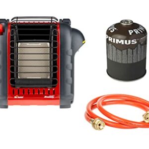 Mr. Heater Portable Buddy inkl. ölfreiem Schlauch & Gaskartusche, Heizgerät für Gaskartuschen & Gasflaschen, zwei Leistungsstufen (1,2kW / 2,4kW), mobile Heizung für Camping mit Piezo-Zünder