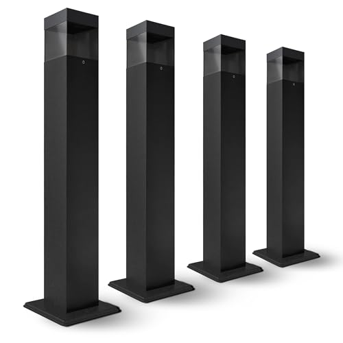 SSC-LUXon 4x RABELA Pollerleuchte Sockellampe IP44 - Wegeleuchte Außen quadratisch mit G9 Fassung ohne Leuchtmittel - Außenlampe für Einfahrt, Garten & Terasse