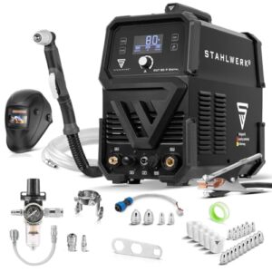 STAHLWERK Plasmaschneider CUT 80 P Digital – Vollausstattung – Plasmaschneidgerät mit 80 A, Schneidleistung bis 25 mm, Inverter Plasma Cutter, HF-Pilotzündung, THC-Schnittstelle für CNC-Höhenregelung