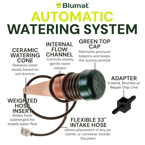 Blumat Klassische selbstbewässernde Stäbe, automatisches Tropfbewässerungssystem für Zimmerpflanzenbewässerung und Außenbereich, Wassertropflösung für Topfpflanzen, langsames Freisetzen, 15 Stück, mit – Bild 2