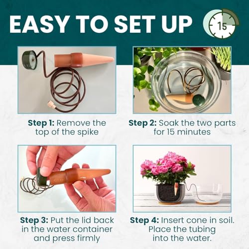 Blumat Klassische selbstbewässernde Stäbe, automatisches Tropfbewässerungssystem für Zimmerpflanzenbewässerung und Außenbereich, Wassertropflösung für Topfpflanzen, langsames Freisetzen, 15 Stück, mit – Bild 7