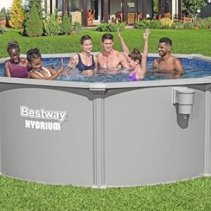 Alternative view of Bestway® Hydrium™ Stahlwandpool Ø 305 x 122 cm, rund Granitgrau – Komplett-Set mit Sandfilteranlage 3.596 l/h, Skimmer, Leiter, Abdeckplane, ChemConnect, 7.630 L Aufstellpool