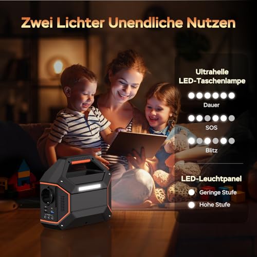 MARBERO Tragbarer Stromgenerator 99Wh 27.000mAh Powerbank mit max. 150W AC-Steckdose, Not-LED-Lampe mit SOS-Funktion – für Camping, Notfälle, Haushalt, Reisen und Beruf – Bild 5