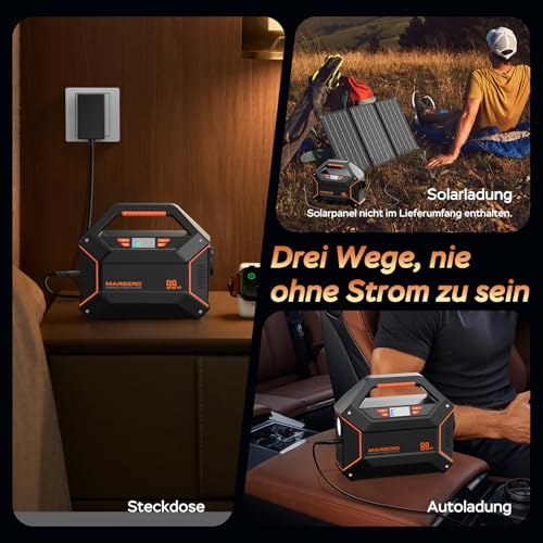 MARBERO Tragbarer Stromgenerator 99Wh 27.000mAh Powerbank mit max. 150W AC-Steckdose, Not-LED-Lampe mit SOS-Funktion – für Camping, Notfälle, Haushalt, Reisen und Beruf – Bild 6