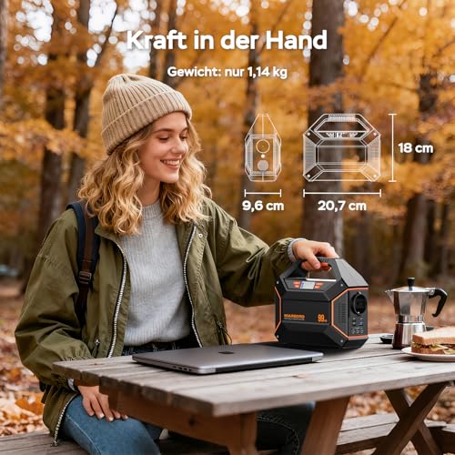 MARBERO Tragbarer Stromgenerator 99Wh 27.000mAh Powerbank mit max. 150W AC-Steckdose, Not-LED-Lampe mit SOS-Funktion – für Camping, Notfälle, Haushalt, Reisen und Beruf – Bild 7