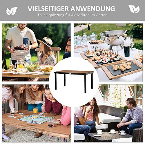 Outsunny Gartentisch für 6 Personen Esstisch Aluminiumtisch Gartenmöbel Loungemöbel pflegeleicht Kunststoff Natur Schwarz 140 x 90 x 74 cm – Bild 6