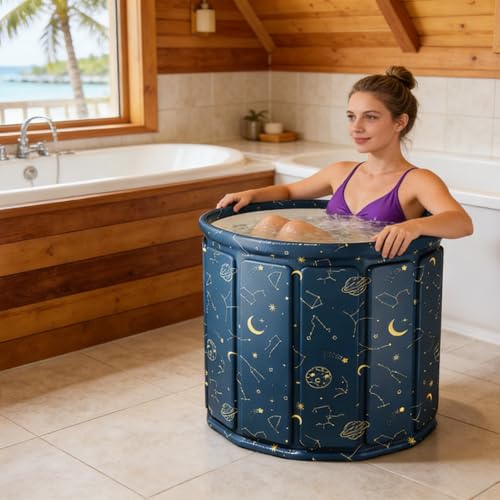 Faltbare Badewanne, leicht, zusammenklappbar, Badewanne, Eisbadewanne für Duschkabine, für Badezimmer, Garten, Outdoor, Camping, Reisen, Herren und Damen – Bild 2