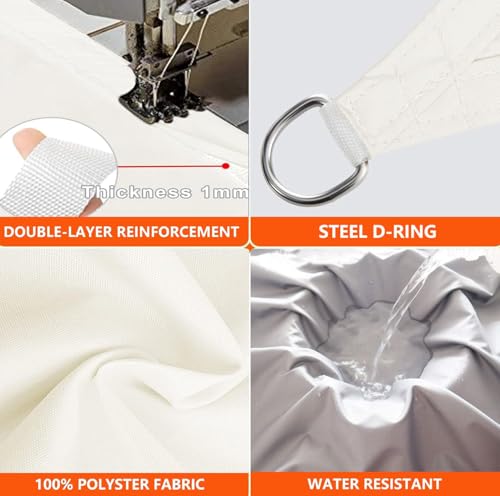 Sonnensegel Wasserdicht Rechteckig Viele Farbe Größe Balkon Sonnenschutz 98% UV Schutz Segeltuch Sonnensegel Markise Reißfest Wetterfest mit D-Ring und Kordel für Balkon Terrasse Garten 3x6M – Bild 4