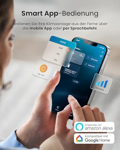 Pro Breeze™ 4-in-1 Mobile Klimaanlage mit 9000 BTU - Luftkühler, Ventilator, Luftentfeuchter, Nachtmodus - Klimagerät mit Energieklasse A, Fensterabdichtung Set, Fernbedienung und 24h Timer – Bild 3
