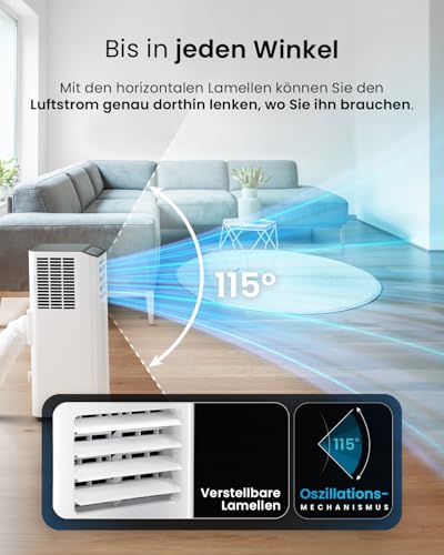 Pro Breeze™ 4-in-1 Mobile Klimaanlage mit 9000 BTU - Luftkühler, Ventilator, Luftentfeuchter, Nachtmodus - Klimagerät mit Energieklasse A, Fensterabdichtung Set, Fernbedienung und 24h Timer – Bild 4