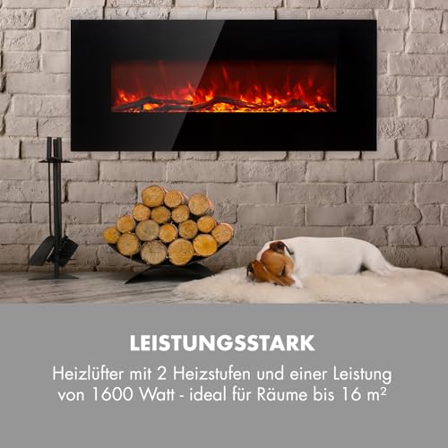 Klarstein Elektrokamin, Elektro Heizungen für Wohnzimmer & Innenräume, Elektrischer Kamin mit LED Flammen, mit Fernbedienung, Heizlüfter mit Timer, Einstellbarer Thermostat, 1600 W – Bild 6
