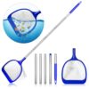 Pool Kescher, 146 cm Poolkescher Fein mit Teleskopstange, Kescher Pool Feinmaschig, Skimmer Pool Netz Teichkescher Poolreinigung für Schwimmbad,Teich,Algen & Bestway Pool,Whirlpool,Spa,Aufstellpool