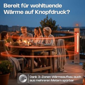 Alternative view of VASNER HeatTower Wärmestrahler – Infrarot Standheizstrahler 2500 Watt - Heizstrahler Terrasse elektrisch 4 Heizstufen - Elektro Heizstrahler Outdoor - Terrassenstrahler Infrarot inkl. Fernbedienung