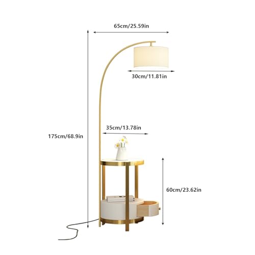 Wohnzimmer Lampen Moderne Stehleuchte mit 3 Farben und Temperaturen, Beistelltischlampen Schublade Stahllampen Für Wohnzimmer(Gold) – Bild 2