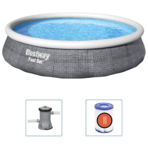 Alternative view of Fast Set Aufblasbares Pool-Set mit 2006 L Filterpumpe, Adapter und Patrone II, 396x84 cm, Rattandruck, Tritech-Material, Schnellaufbau, Gartenpool, Schwimmbecken