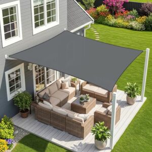 Sunnylaxx 5x6m Sonnensegel Rechteckig, Wasserdicht Sonnenschutz Sunsegel Color Anthrazit, 95% UV-Schutz,für Außenbereich,Garten