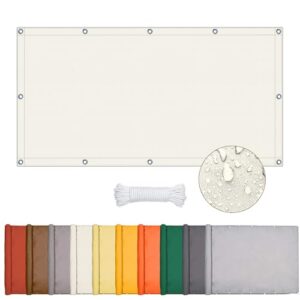 Sonnensegel Wasserdicht, Sonnensegel Rechteckig Mit Ösen, Markisenstoff UV Schutz 95%, Segeltuch Sonnenschutz Balkon Terrasse Mit Seil, Für Innenhof, Rasen, Garten, Park (Creme Farben, 3 * 4m)