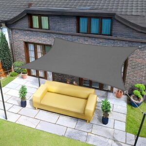 Sunnylaxx 4x4m Sonnensegel Quadrat, Wasserdicht Sonnenschutz Sunsegel Color Anthrazit, 95% UV-Schutz,für Außenbereich,Garten